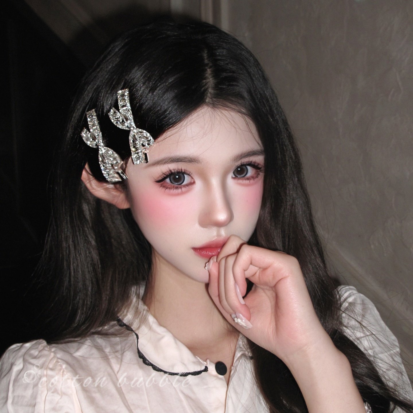 蝴蝶结气质水钻发夹女可爱淑女图片
