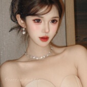 千金感水钻项链耳环套装 女轻奢夸张颈链高级感新娘晚礼服配饰耳饰