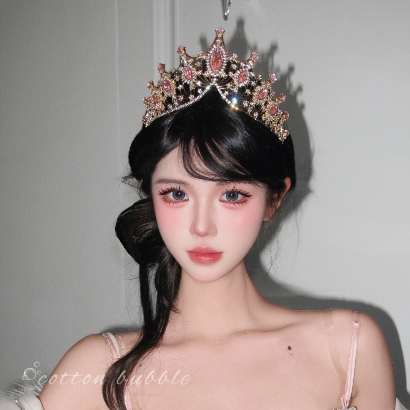 公主加冕~奢华粉色水晶生日皇冠头饰女十八岁成人礼王冠拍照发饰