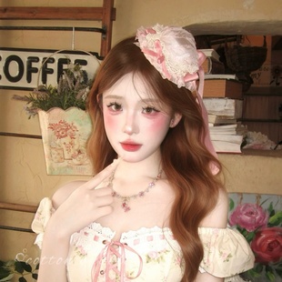 洛丽塔头饰粉色蝴蝶结小礼帽发夹蕾丝lolita甜美可爱cos生日发饰