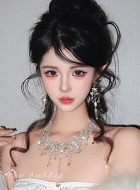 超闪水钻流苏项链晚礼服配饰夸张