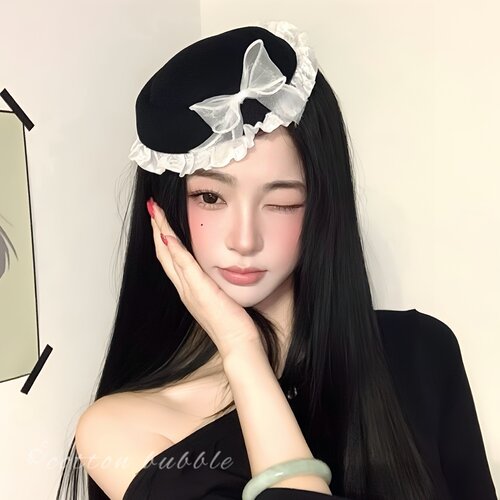日系花边蝴蝶结黑色发夹学院风jk