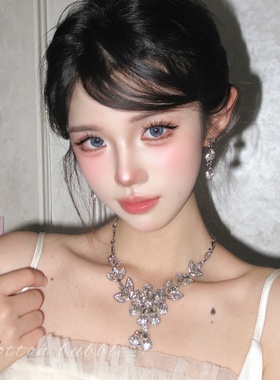轻奢花朵项链晚礼服夸张生日配饰