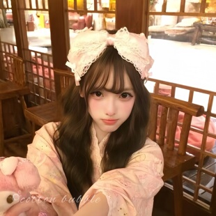 洛丽塔头饰手作kc蕾丝花边大蝴蝶结发箍Lolita发饰甜美少女心小物
