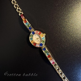 彩色古着vintage手表高颜值腕表女士手链复古高级小众配饰手饰品