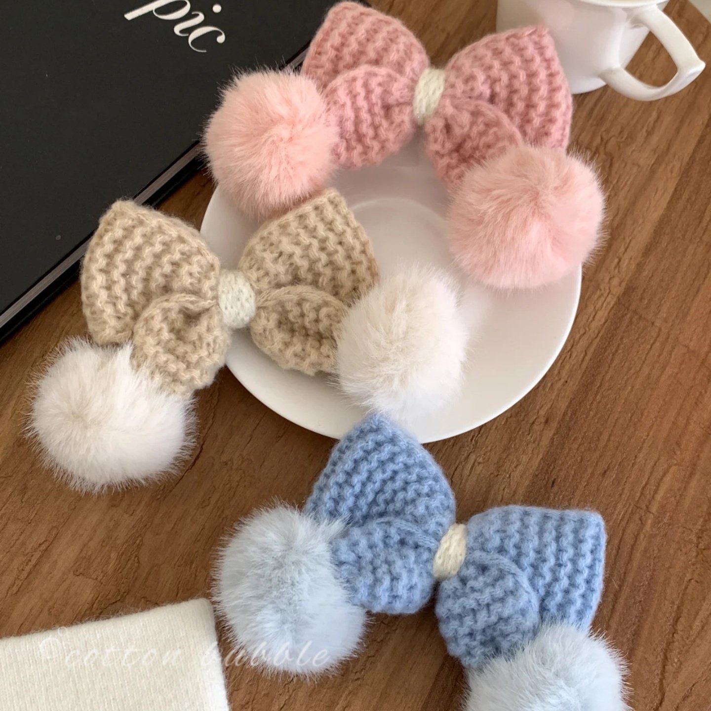 甜美可爱毛球蝴蝶结发夹女毛绒针织氛围感侧边夹发卡百搭夹子发饰,饰品/流行首饰/时尚饰品新,发饰,淘宝优惠券,粉丝福利购,淘宝优惠卷