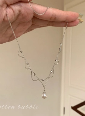 法式重工蕾丝珍珠项链轻奢高级感