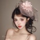 法式 名媛粉色网纱小礼帽气质优雅高级感发饰千金宴会新娘头饰面纱