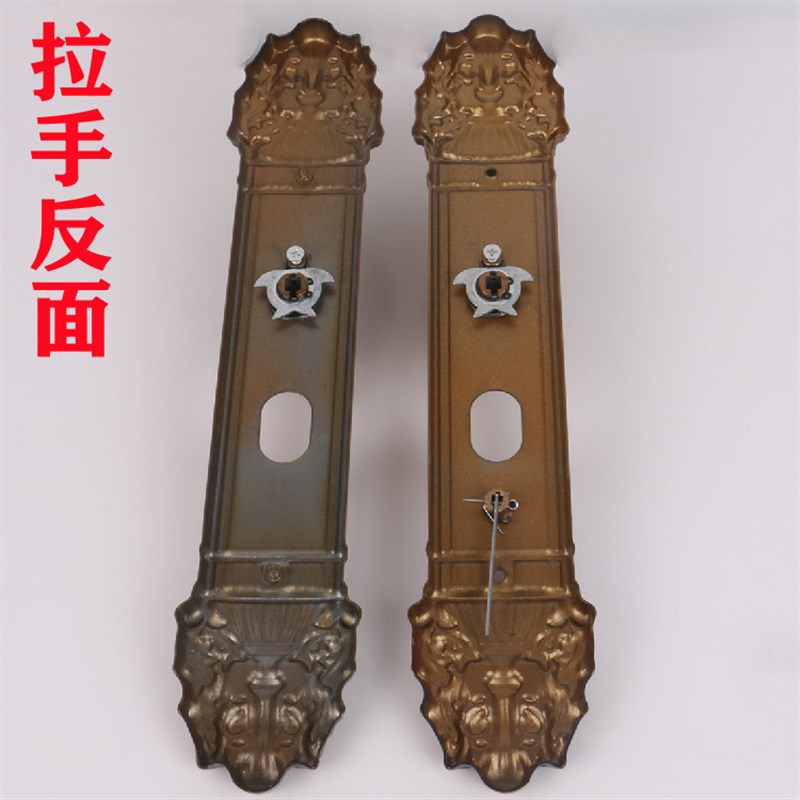 防盗门把手大门锁狮子头烤漆不分左右通用型锁具拉手X单活双活门