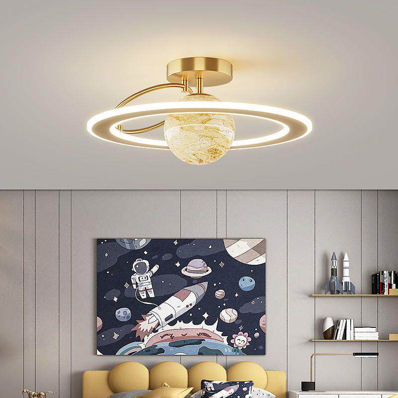 儿童房灯男孩现代简约LED吸顶灯月球星空房间灯创意星球卧室灯具