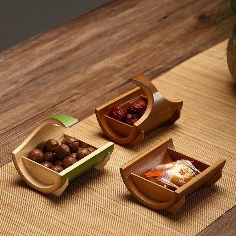 茶点盘竹制中式竹子果盘