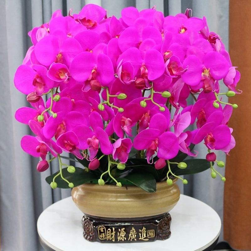 仿真花高档手感PU蝴蝶兰特大号盆景客厅假花电视柜玄关办公室摆件