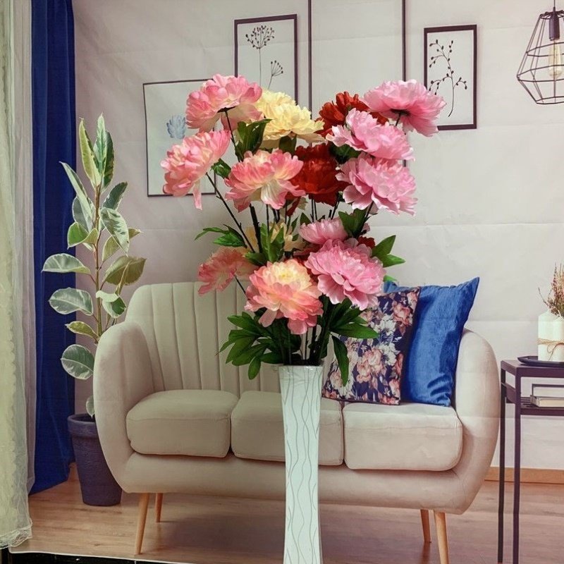 仿真牡丹花客厅落地花束插花摆设绢花摆件假花装饰塑料花干花布花