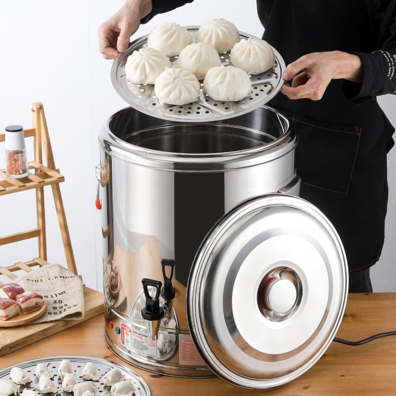 电热烧水桶双层保温不锈钢商用摆摊煲汤茶水凉茶坐月子恒温保温桶