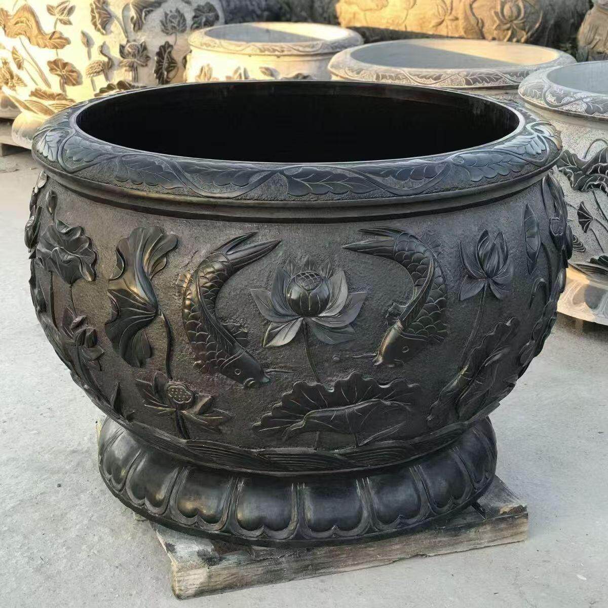 青石花盆石雕门海鱼缸仿