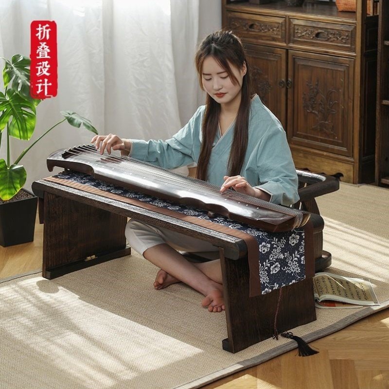 可折叠桐木古琴桌禅意共鸣矮琴桌便携古筝桌膝琴桌古典中式国学桌