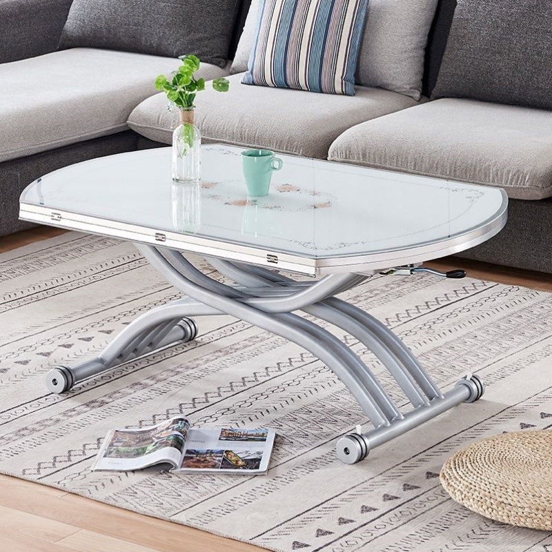 实木升降茶几秒变餐桌多功能桌子两用折叠移动岩板简约小户型伸缩