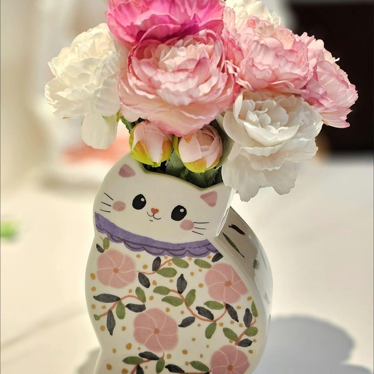 可爱小猫咪陶瓷花瓶花器