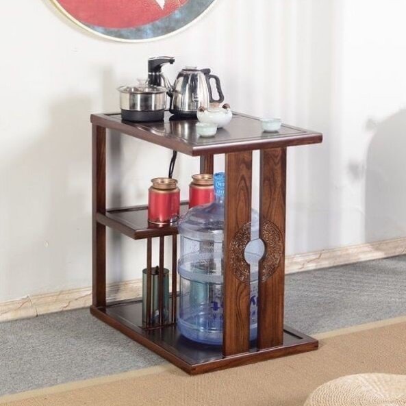 新中式老榆木茶水柜实木简约家用客厅烧水台办公室一体茶桌茶边柜