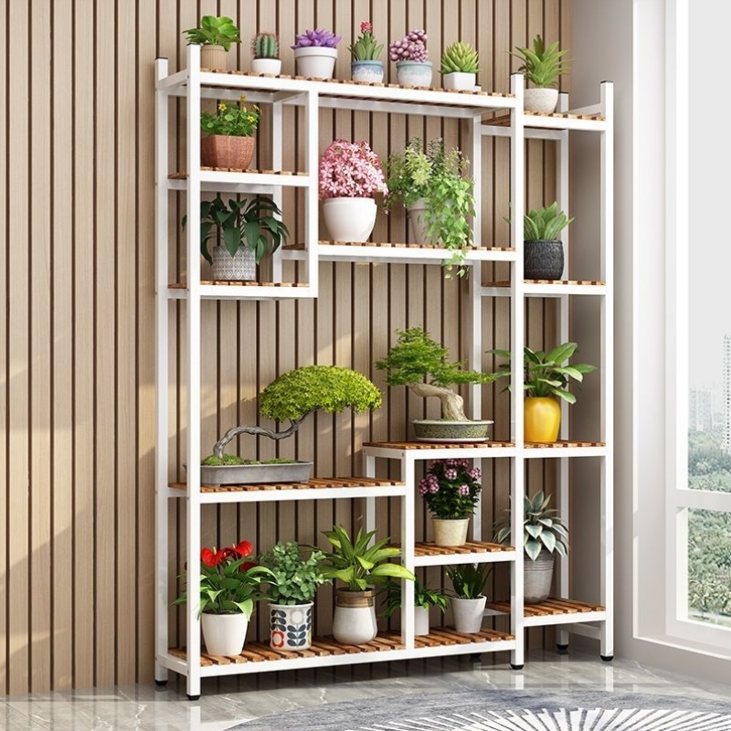 花架实木铁艺室外阳台架多层花店展示架落地式多肉室内家用置物架