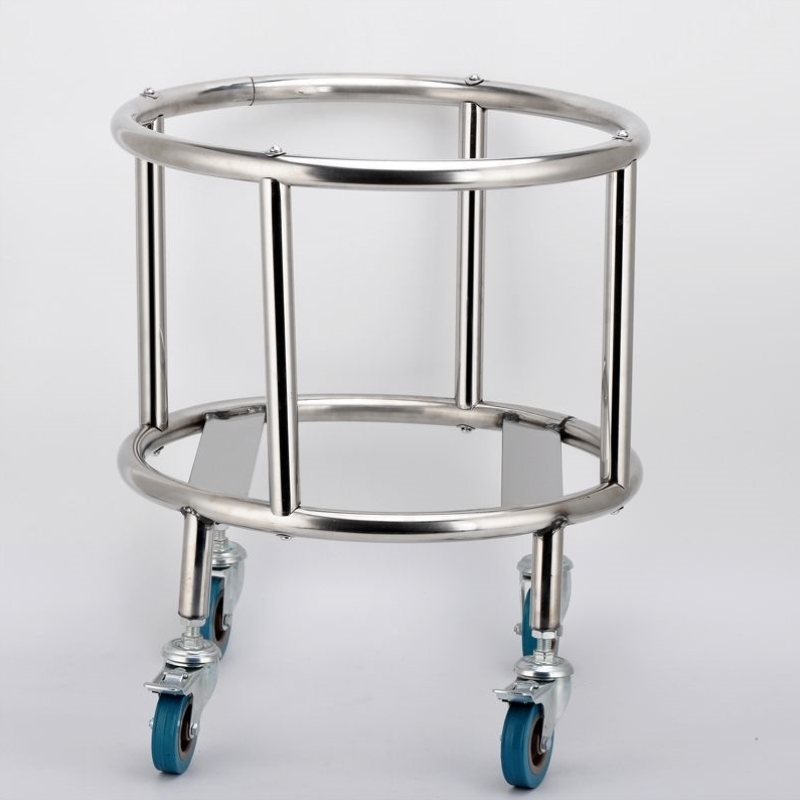加厚不锈钢桶架水桶移动汤桶底座架带轮保温桶架子圆形周转车架