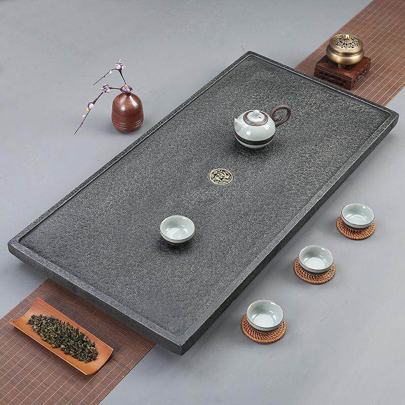 清仓岗石茶盘家用办公茶台整块简约乌金茶海新中式小茶具茶托乌金