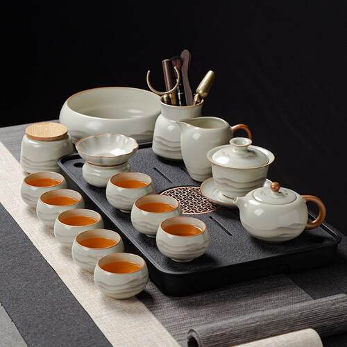 汝窑功夫新款茶具茶盘套