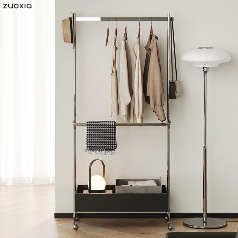 中古不锈钢衣帽架收纳可移动高档挂衣架家用卧室落地隔夜次净衣架