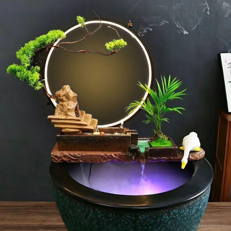 循环流水摆件器乌金石造
