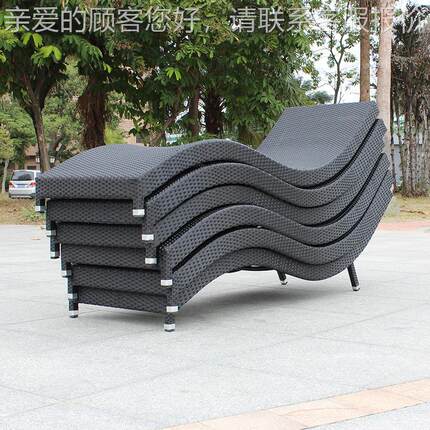 户外休闲藤编躺椅泳躺床阳台室外游池沙滩院防水沙A8-68#庭滩椅椅