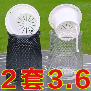 塑料水培透明盆懒人自动吸水早安盆绿萝简约吊兰绿植花盆