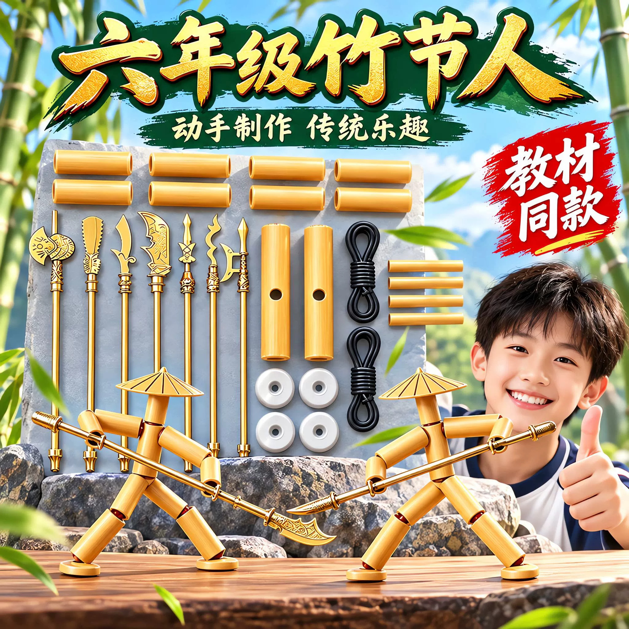 竹节人亲子互动对战玩具