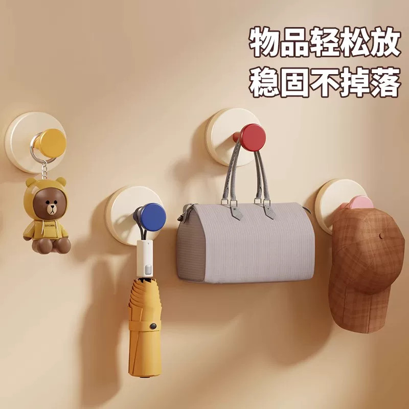 吸盘玄关多巴胺挂钩强力承重粘胶免打孔入户放钥匙神器帽子置物钩