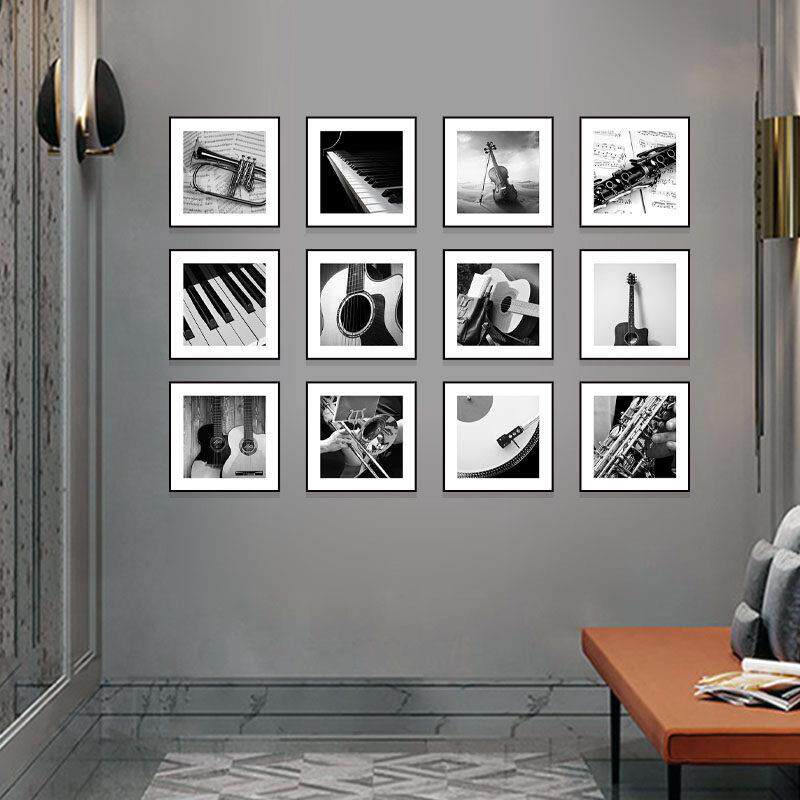 客厅装饰画音响艺术挂画教室壁画现代简约壁龛文学黑白背景墙画