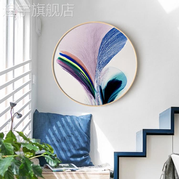 圆形装饰画 抽象画创意画现代简约客厅挂画卧室餐厅玄关过道壁画图片