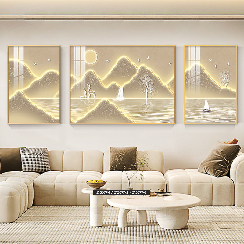 客厅装饰画沙发背景墙挂画2025新款轻奢高级感墙画福禄高档墙壁画