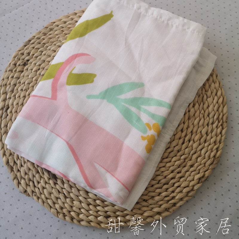 出口剩余双层纯棉纱布婴儿小毯子 120*120夏凉宝宝襁褓裹布包巾被