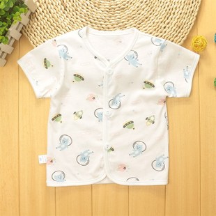 开衫 衣服男女宝宝纯棉短袖 单件上衣0 12个月 新生婴儿夏季 薄款