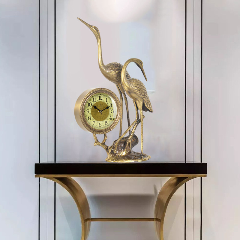 纯铜座钟客厅家用座钟摆件新中式摆件钟表坐钟客厅家用时尚静音钟