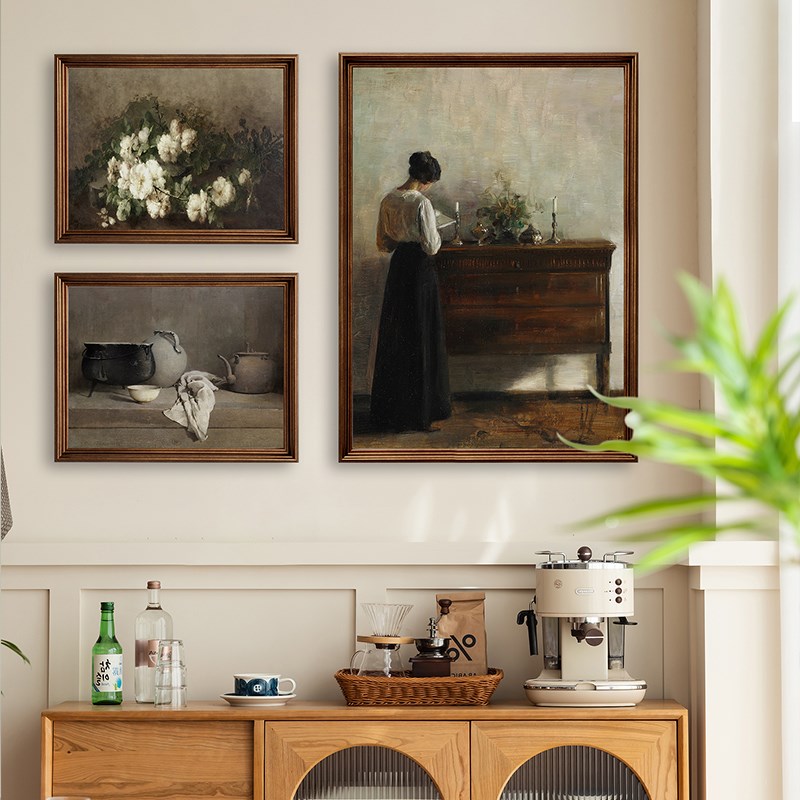 《静谧午后》法式复古客厅装饰画卧室中古风人物小众艺术挂画组合