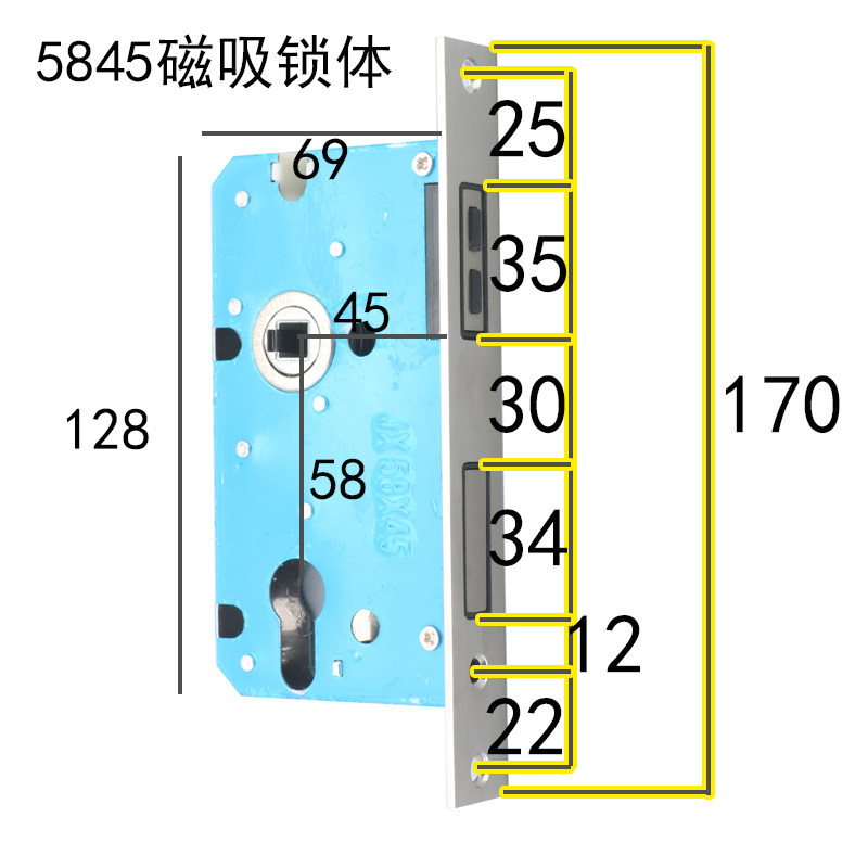 通用型室内门锁大小50强磁吸磁力静音木门锁体锁芯磁性家用