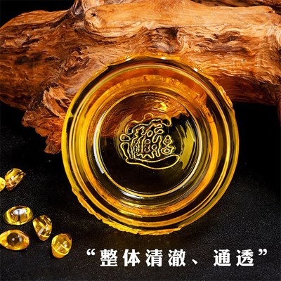 淄博琉璃桌面黄水晶小摆件聚宝盆招财进宝米缸金元宝聚财乔迁开业