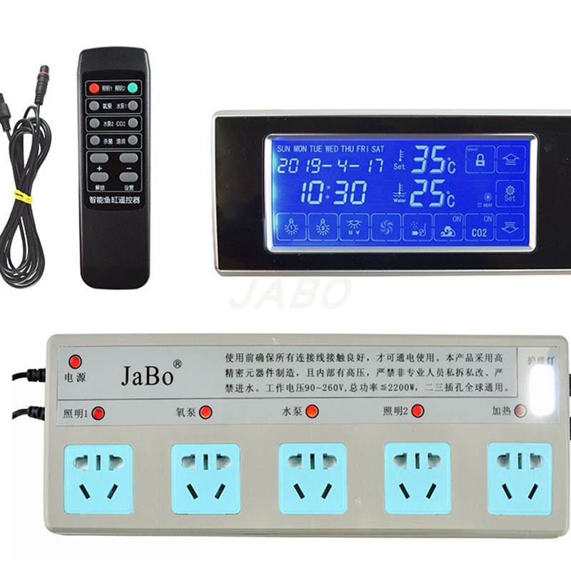 鱼缸智能控制器定时开关插排JaBo水族箱温度显示屏造浪泵自动开关