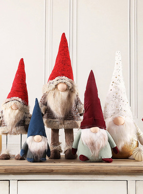 耶诞节装饰摆饰天使吊脚娃娃带灯发光鲁道夫公仔儿童女生耶诞礼物