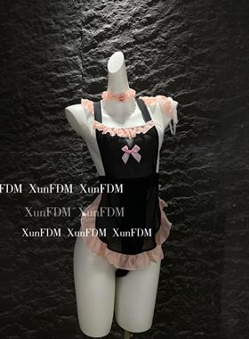 驯服的猫 「谁家厨娘」性感可爱蝴蝶露背交叉女佣围裙套装