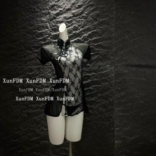 旗袍 「古风旗袍」性感网纱蕾丝拼接透视新中式 驯服 猫