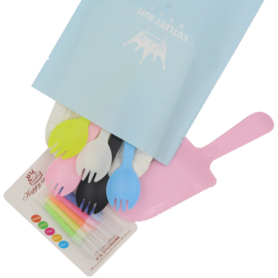 纸盘一次性蛋糕刀叉盘生日节庆烘焙甜品盘叉碟子蜡烛组合餐具套装