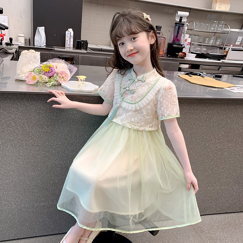 女童夏季连衣裙2024新款儿童洋气汉服国风公主裙夏装女孩网红裙子