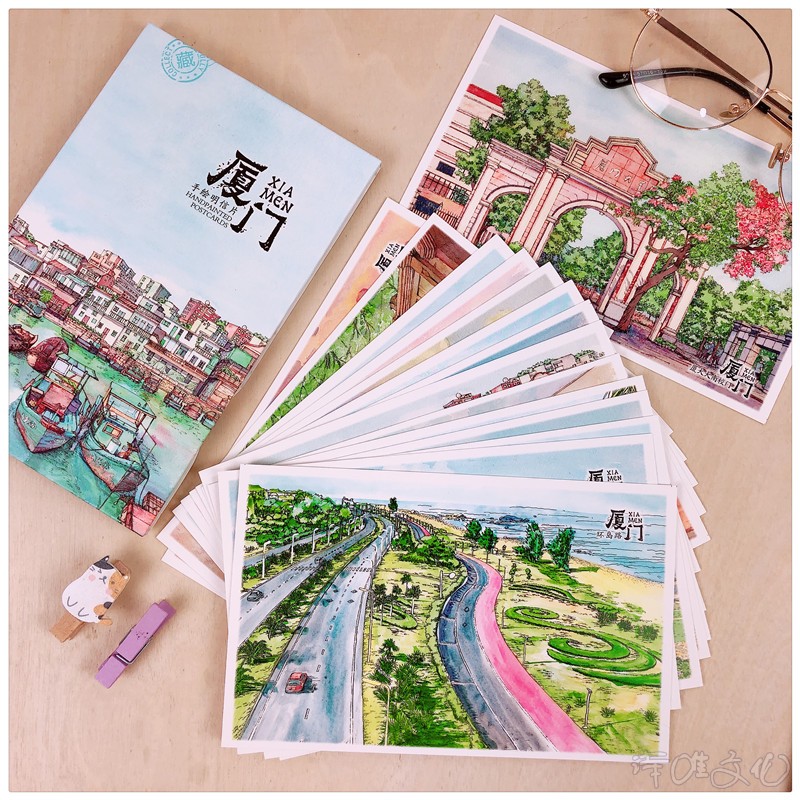 福州摄影明信片 手绘厦门城市风景 鼓浪屿旅游纪念品创意贺卡礼品