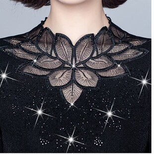 女紧身外穿上衣长袖 春秋冬半高领加绒加厚打底衫 小衫 黑色内搭薄款